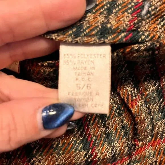 VTG 90'S Express Brown Plaid High Rise Wide Leg Pants Sz 5/6 - Picture 4 of 9